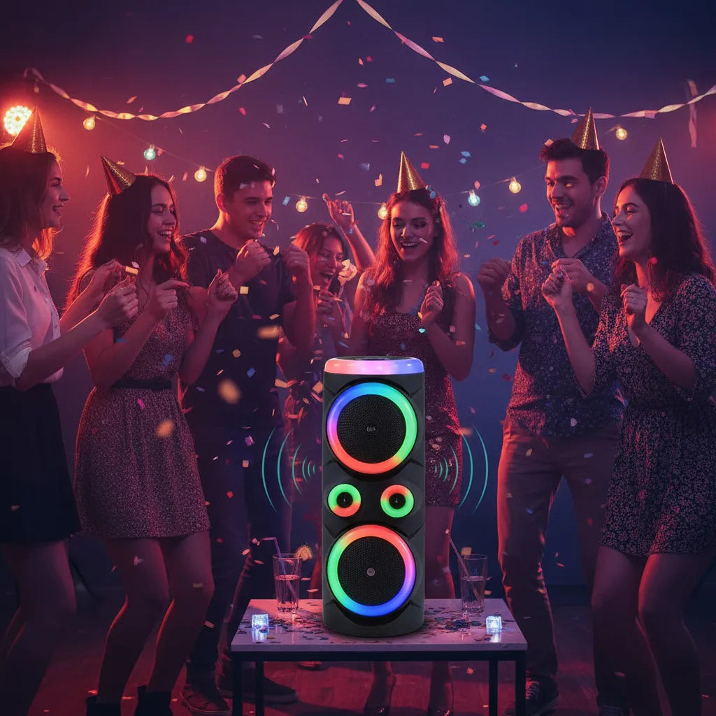 Parlante Grande Con Micrófonos Rgb Recargables Bluetooth Rgb