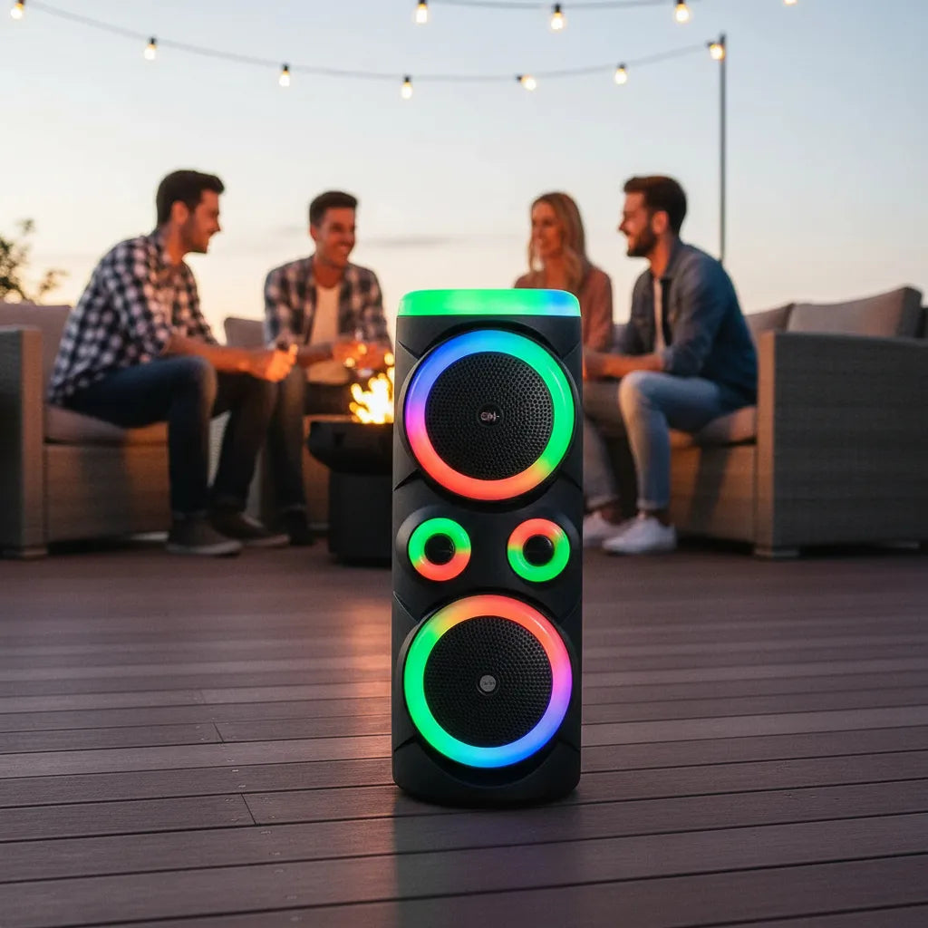Parlante Grande Con Micrófonos Rgb Recargables Bluetooth Rgb