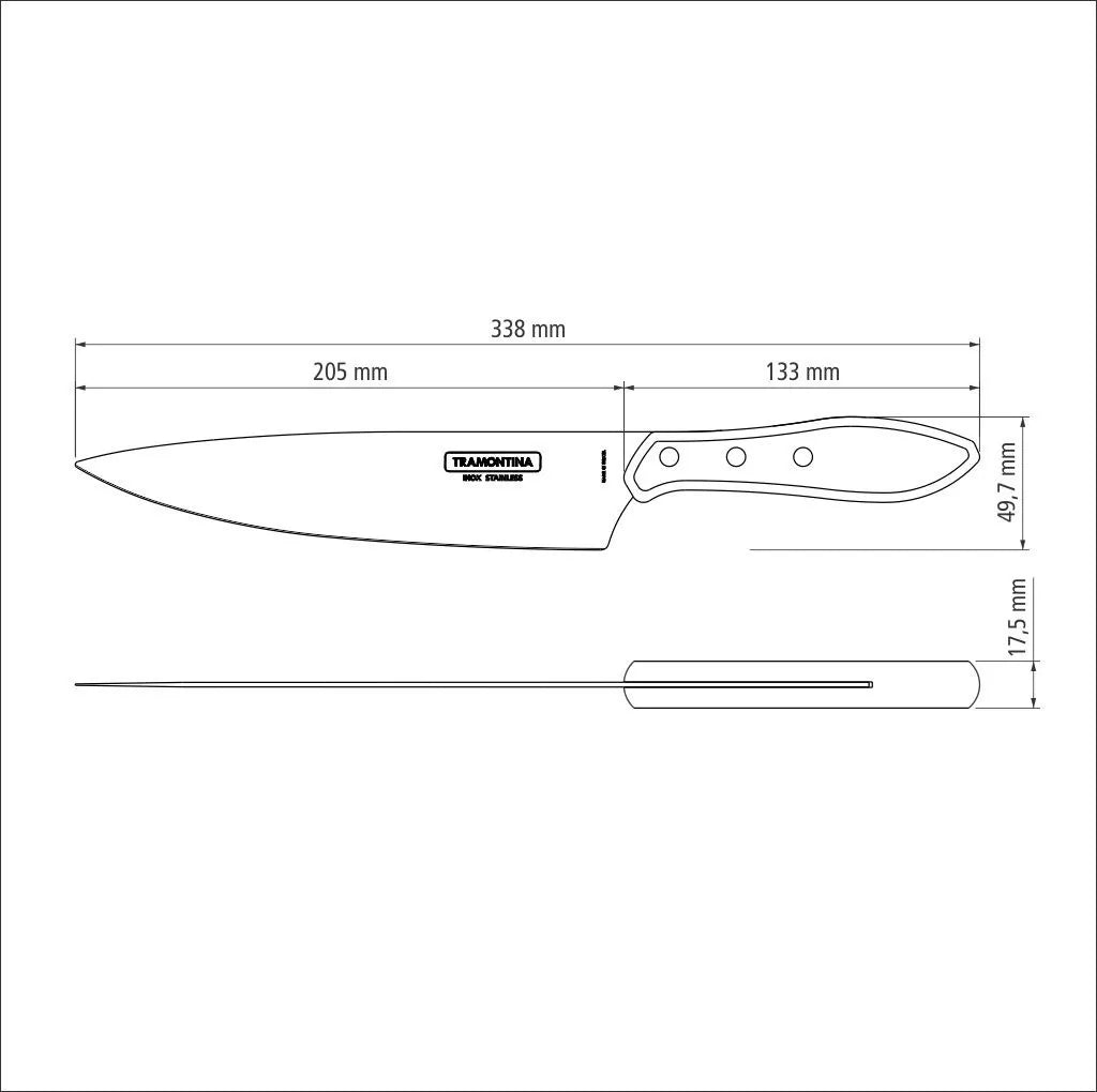 Cuchillo Para Carne Asado Tramontina De 8 Pulgadas Con Mango De Madera, Color Rojo