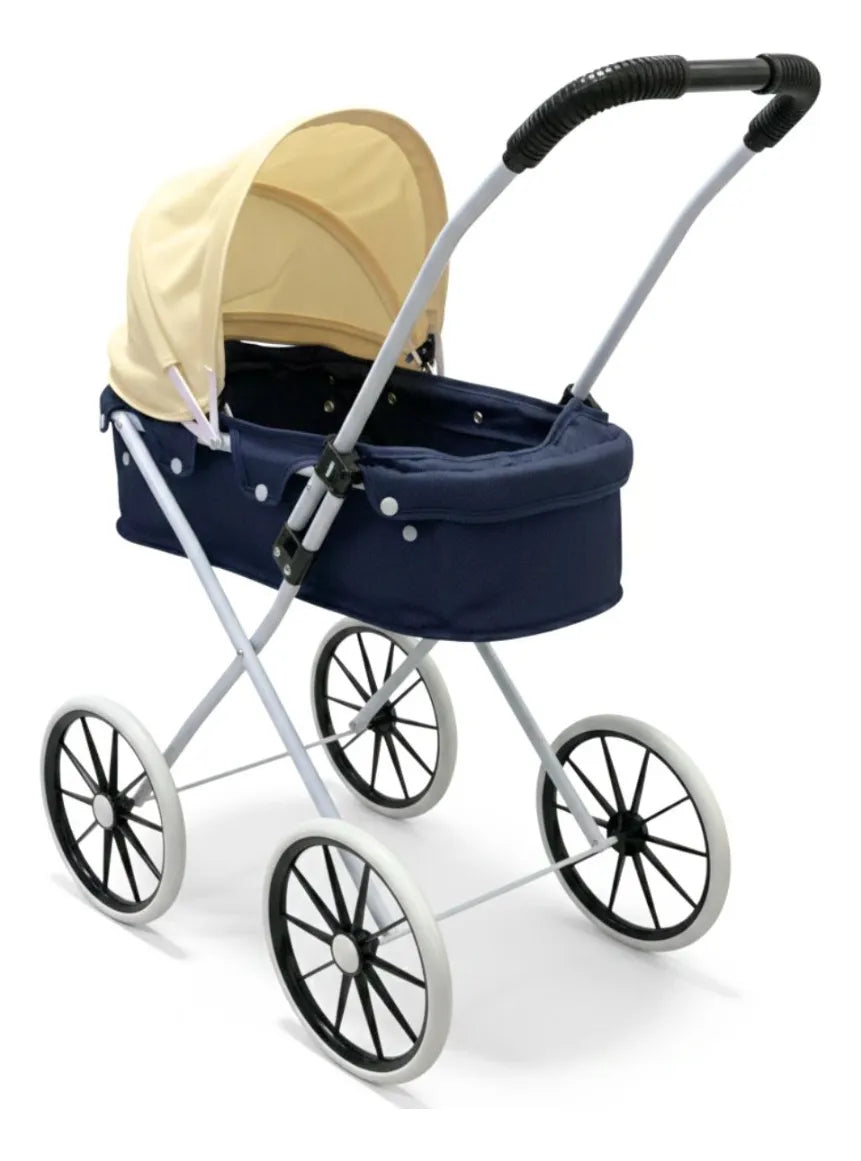 Coche Azul Para Muñeca Juguete 72x50x36cm Cuna Con Techo