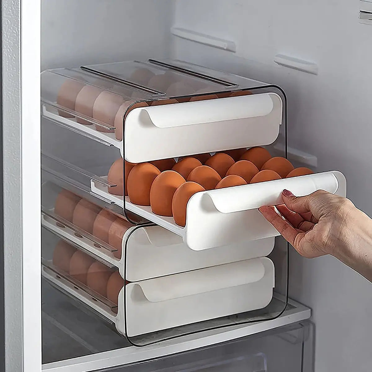 Caja De Almacenamiento De Huevos Doble Capa Para 32 Unidades Color Blanco