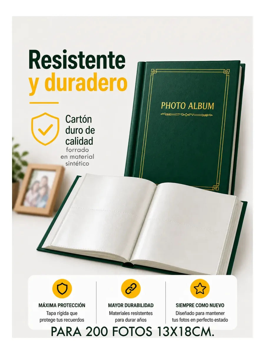 Álbum 200 Fotos 13x18 Con Folios Protectores Tapa Rígida