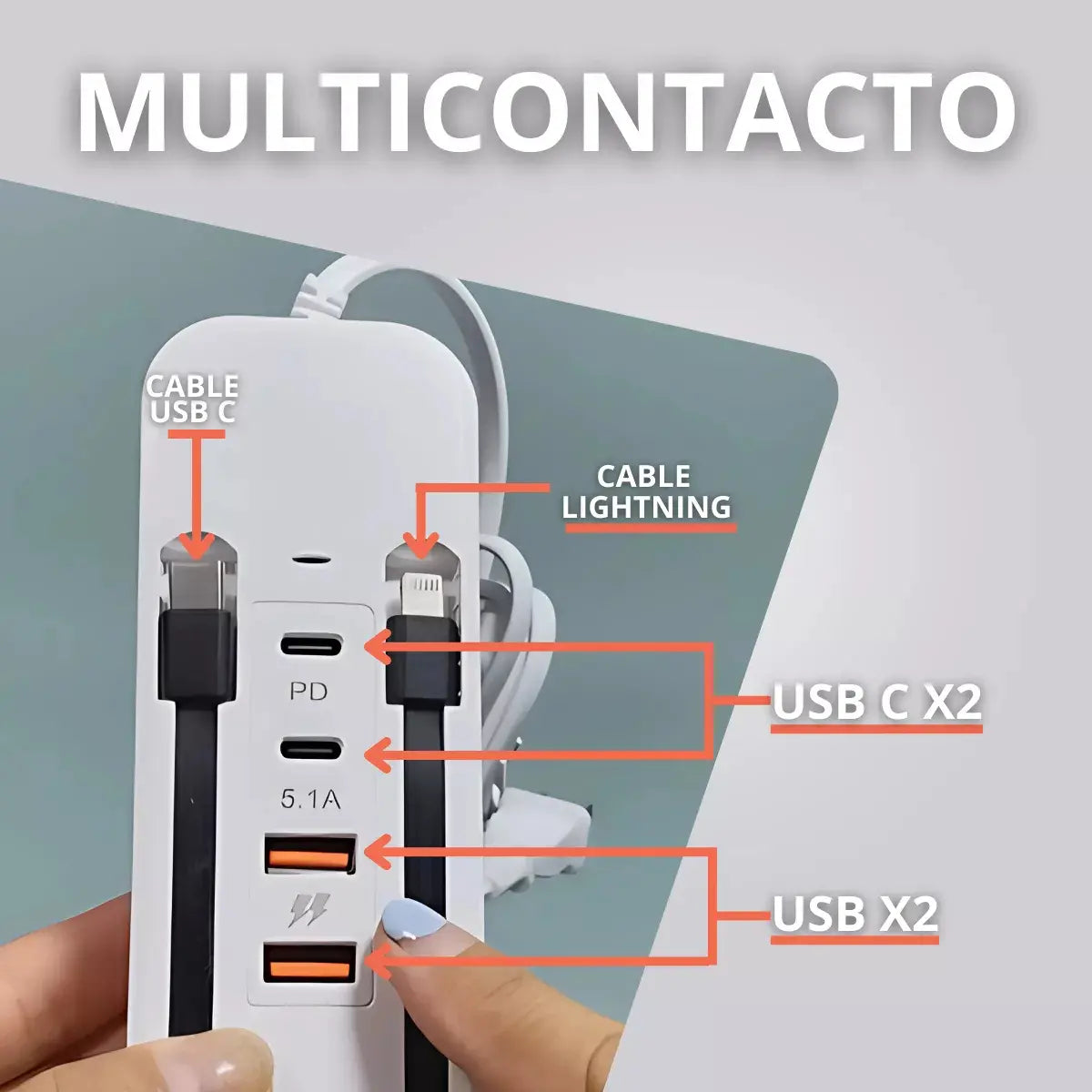 Cargador Carga Rápida 6 Puertos Usb Multicontacto