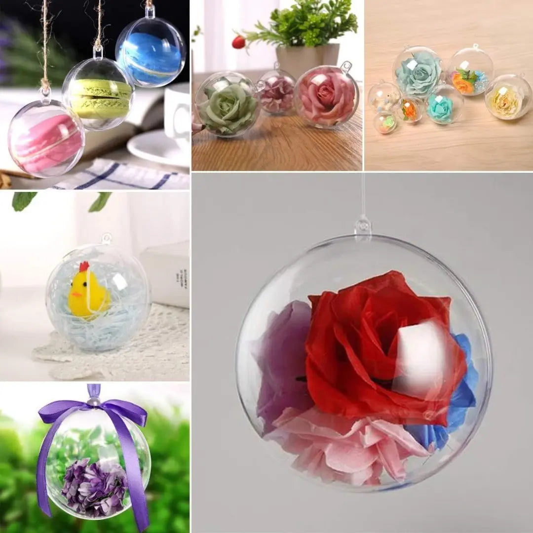 10 Bolas De 9cm Chirimbolo Navideña Transparente Rellenable