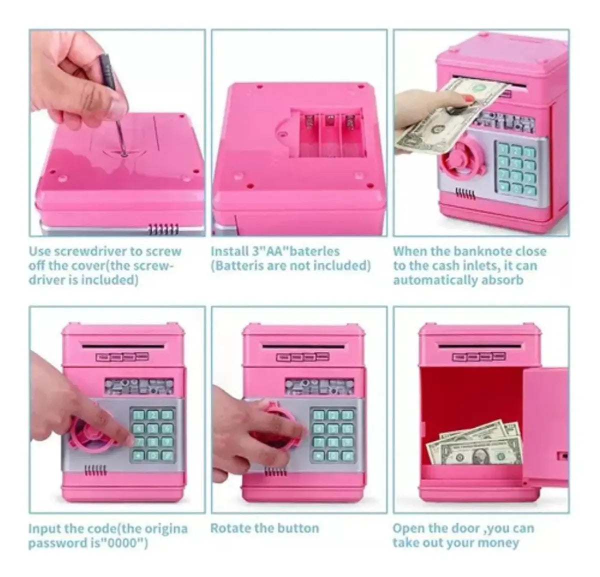 Alcancia caja fuerte automática 19x13cm
