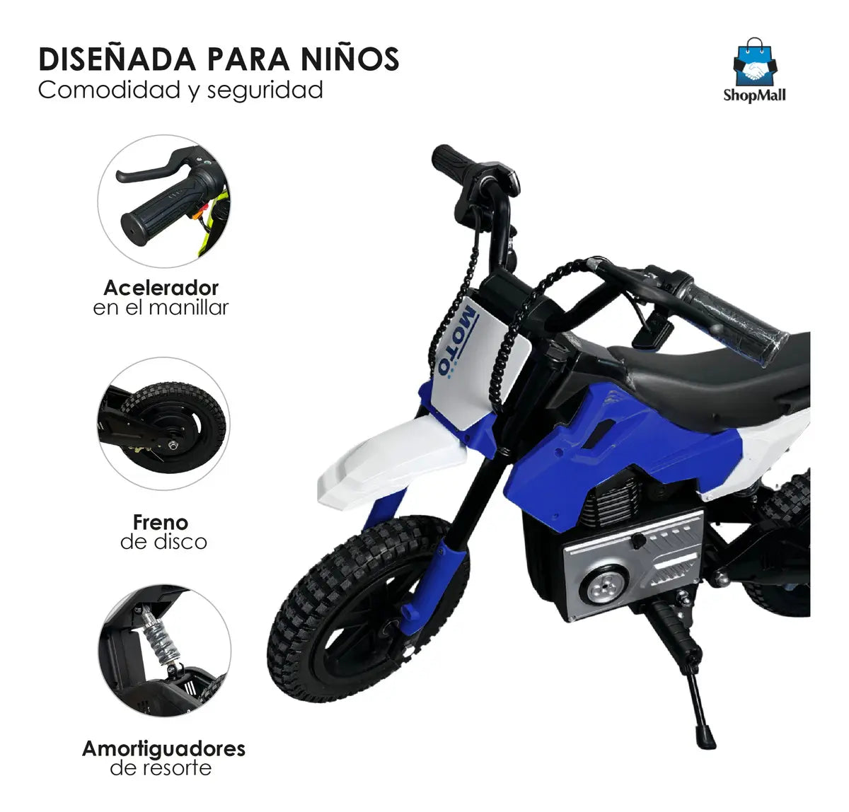 Mini Moto Eléctrica Deportiva Montable Niños Con Luz Led Col