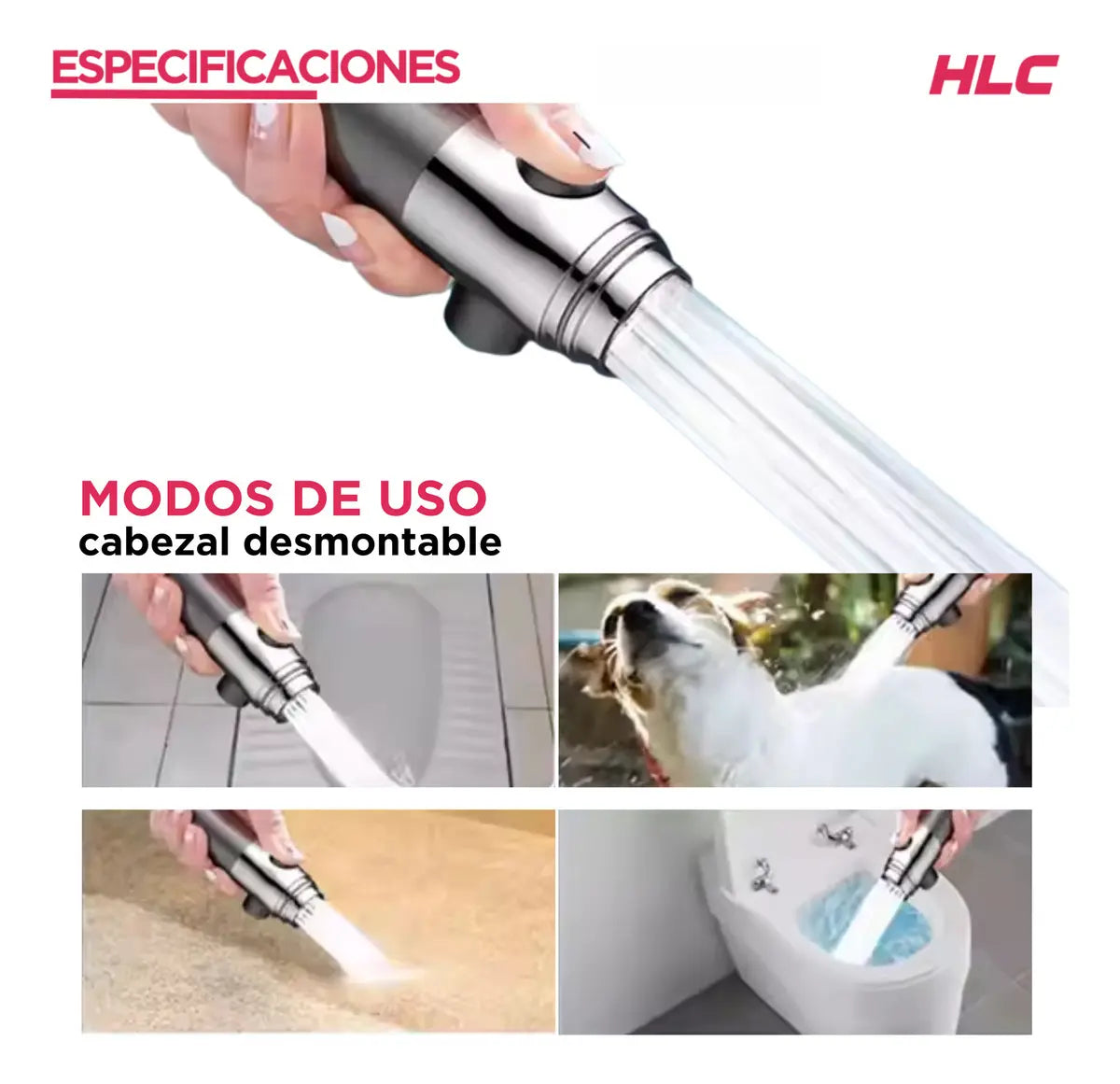 Duchero Lluvero Ducha Baño 3 Potencias Negro/rosa Cromado