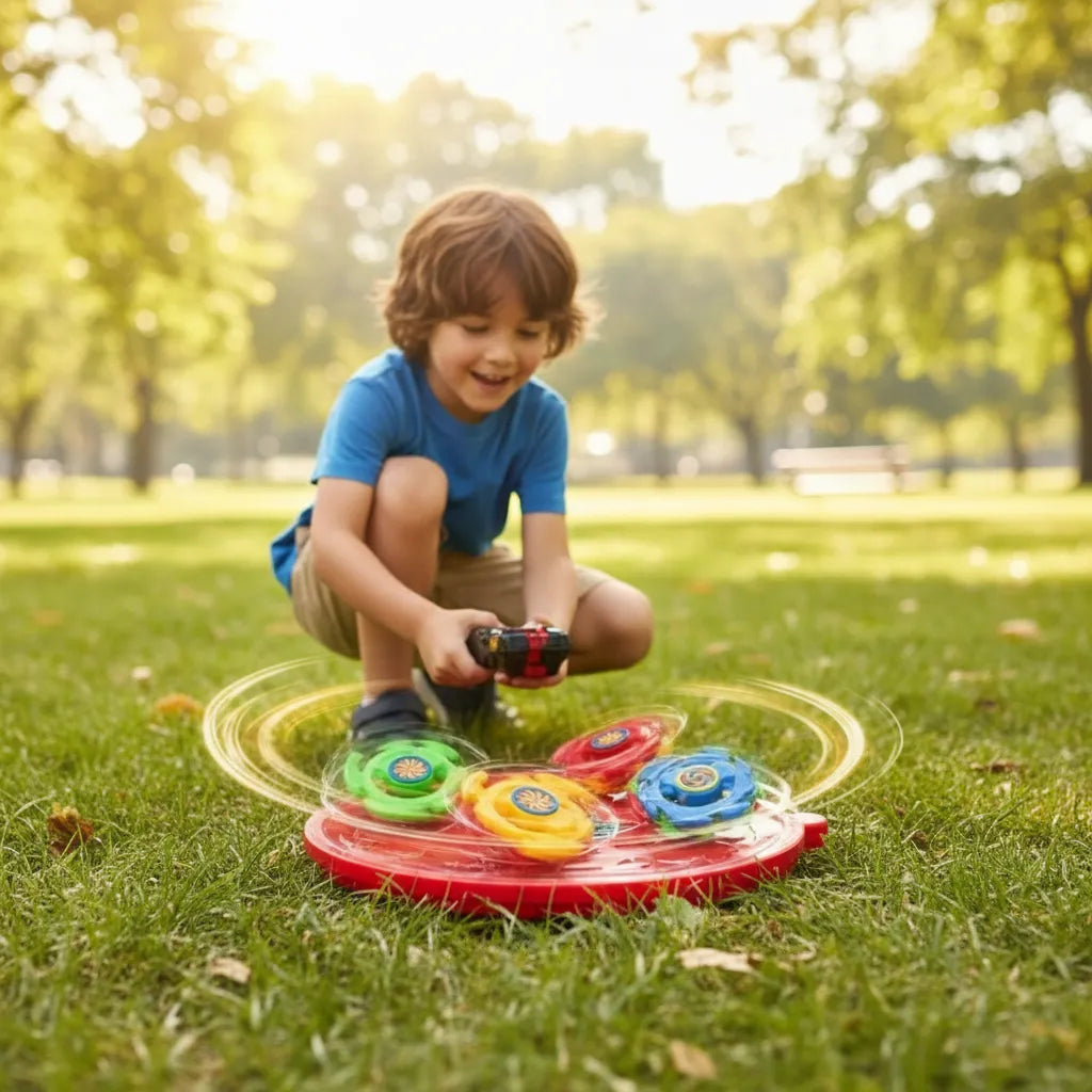 Juego De Trompos Con Lanzador Juguete Infantil Niños