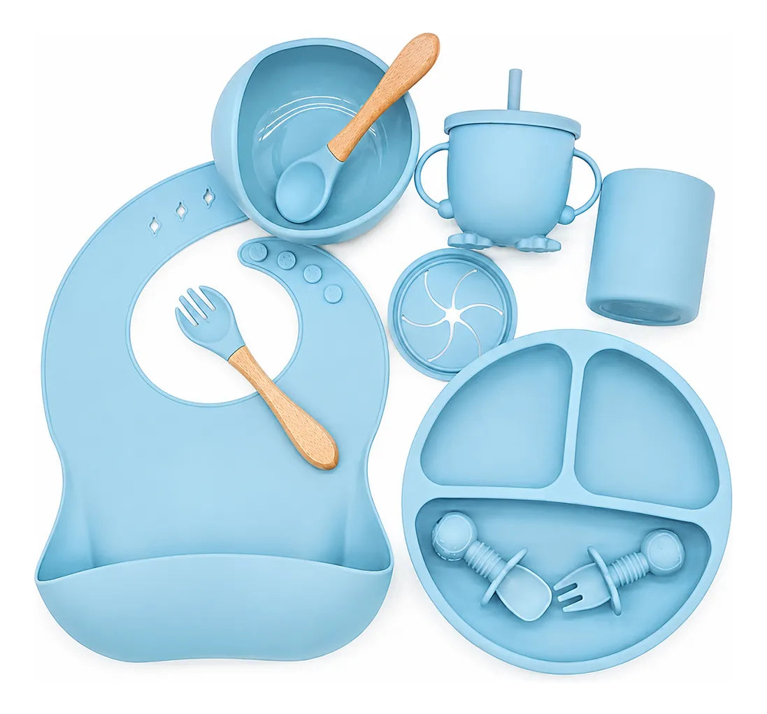 Kit De Destete Vajilla De Silicona Premium Con Babero