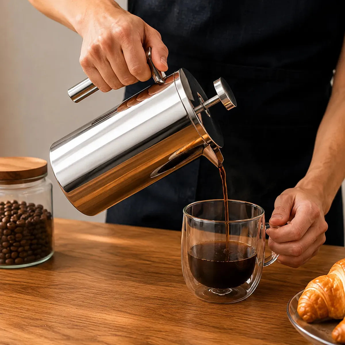 Cafetera Prensa Francesa Embolo De Acero Inoxidable 1 Litro Calidad Premium