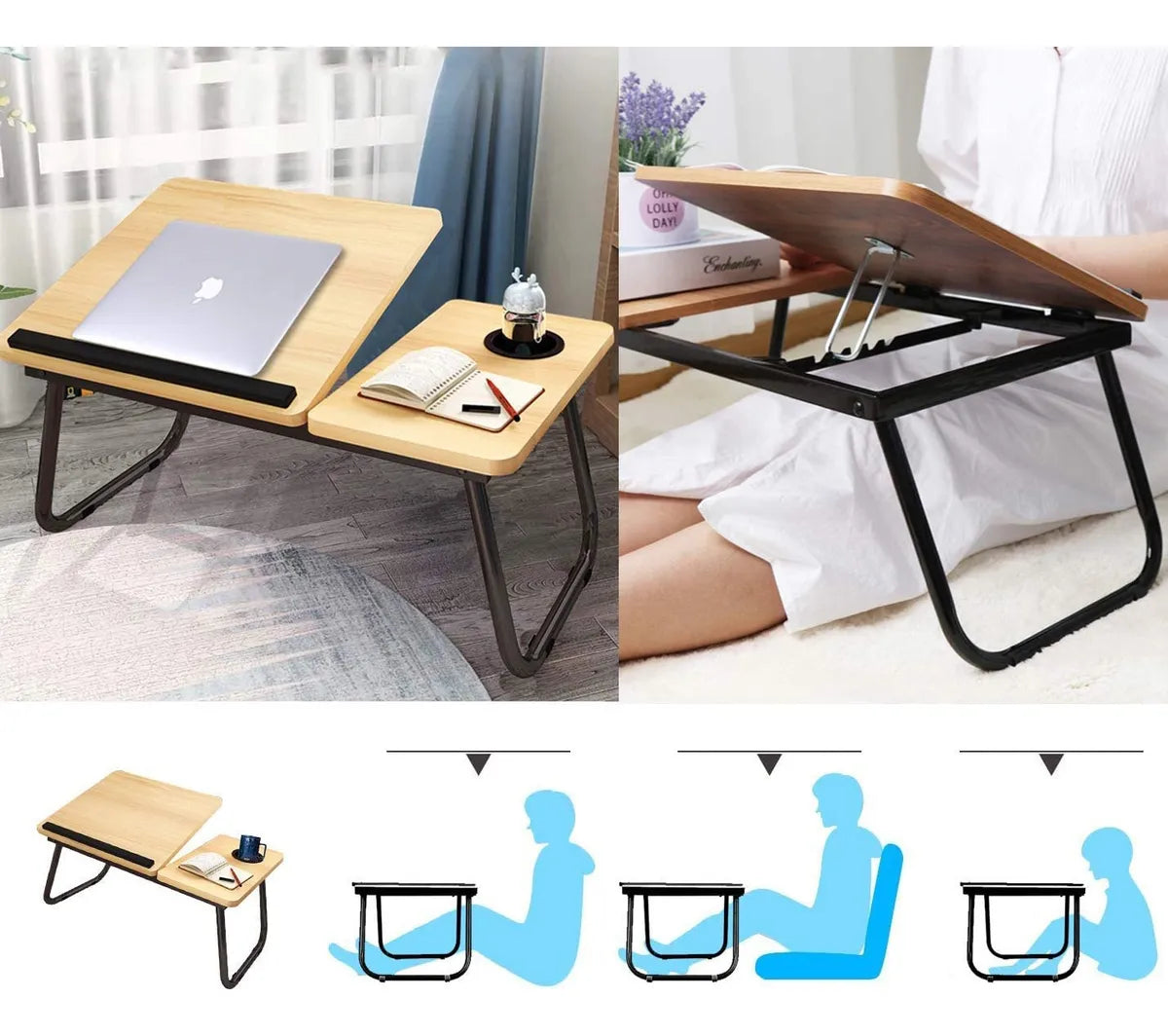 Mesa De Cama Reclinable Para Laptop Plegable Con Posa Vaso