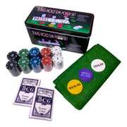 Cartas De Poker Set De 200 Fichas Y Paño En Lata Juego Mesa