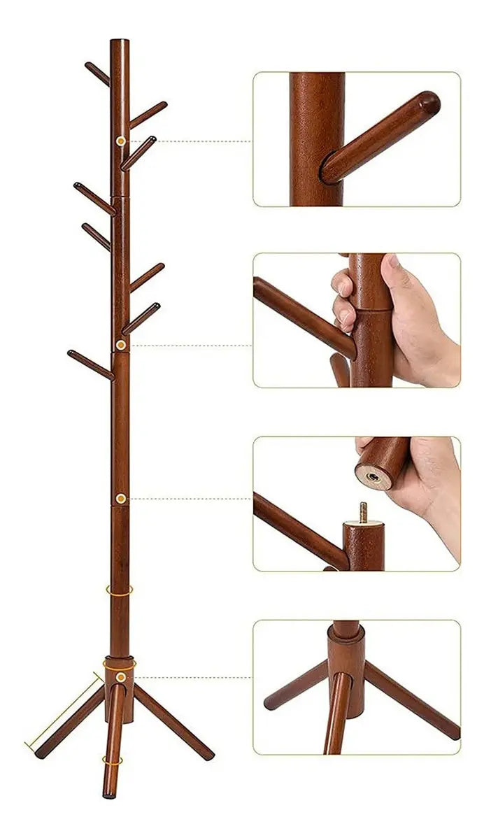Perchero De Pie Selecta 8 Ganchos Madera Marrón Claro 175cm