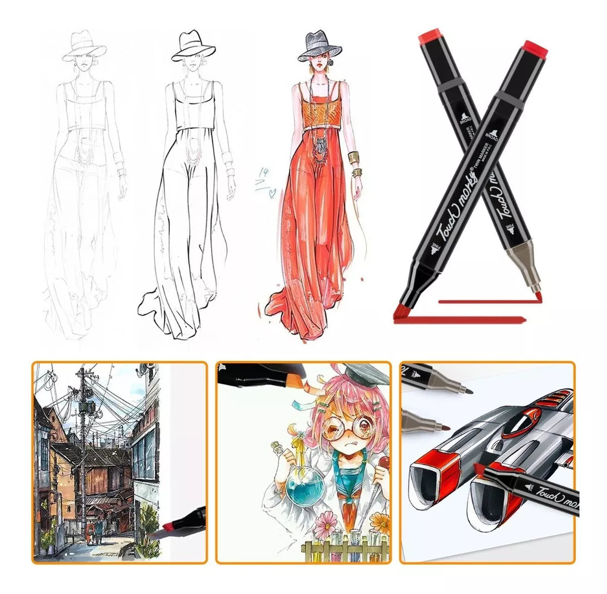 Marcadores doble punta x24