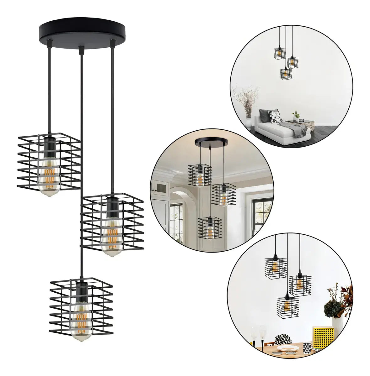 Lámpara Colgante de 3 Luces Unilamp para Cocina y Sala, Estilo Moderno Decorativo