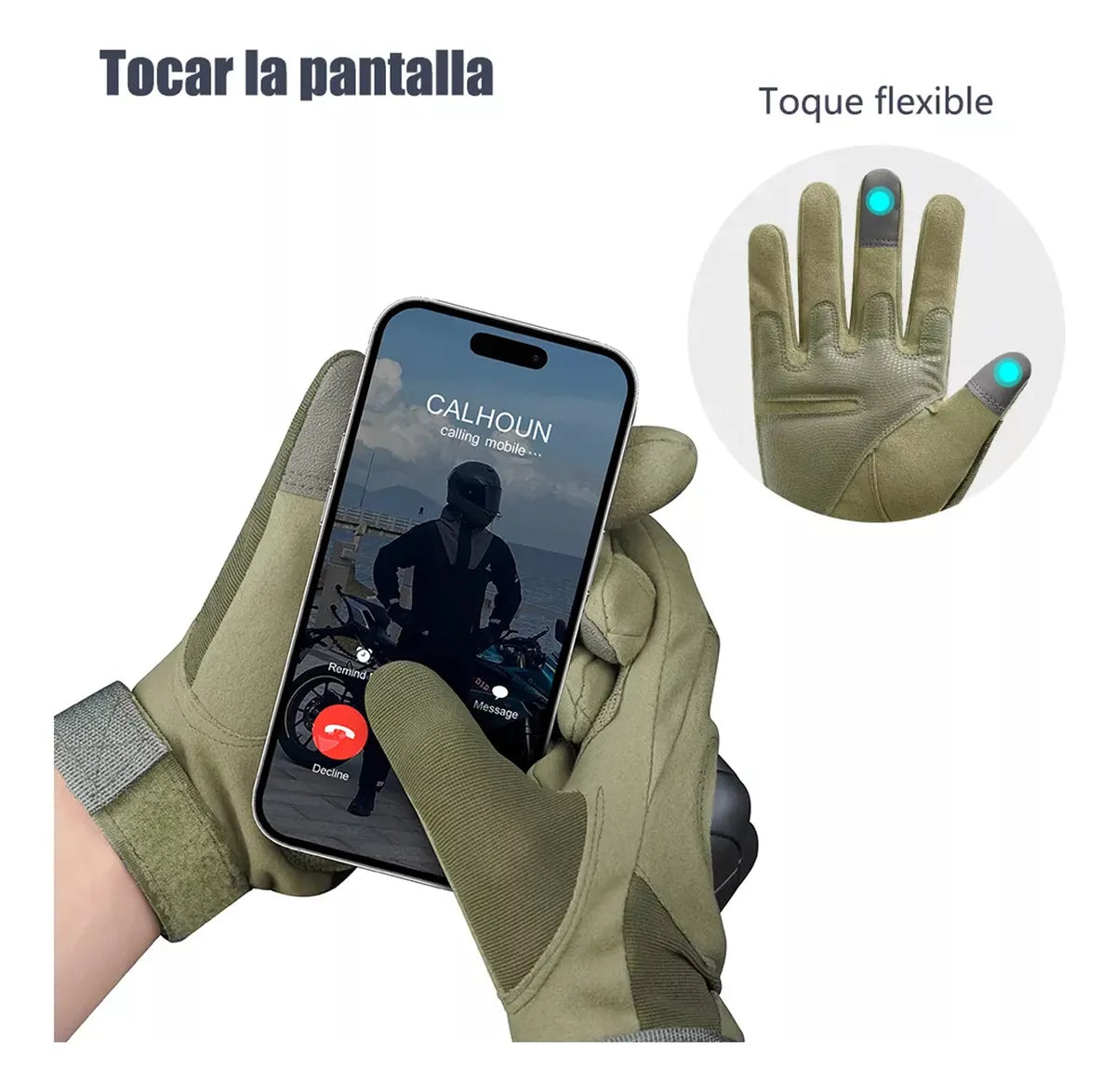 Guantes Tácticos De Moto Xl Verde Con Proteccion