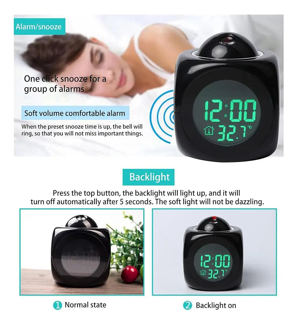 Reloj Despertador Digital Con Proyector Led Usb