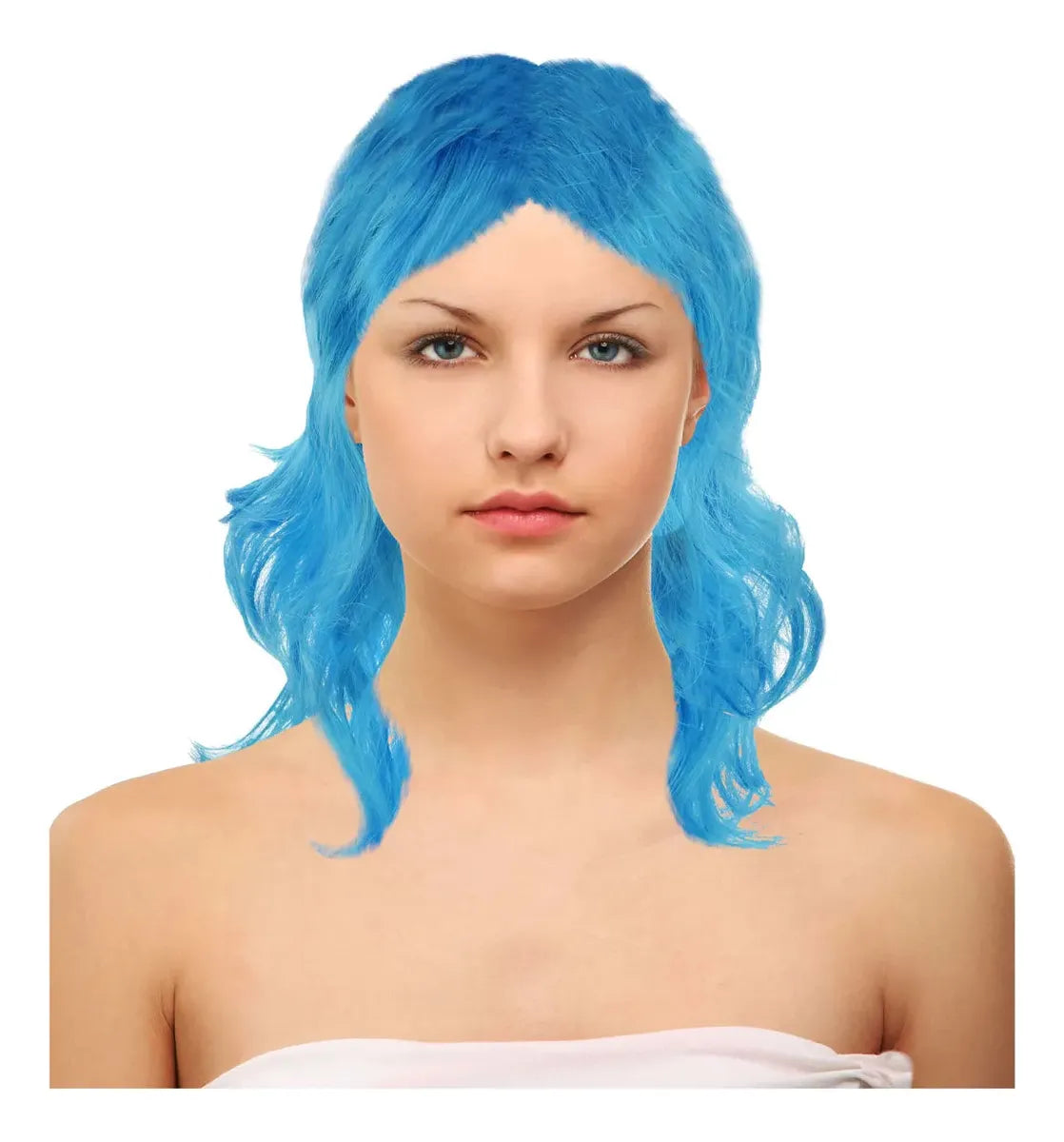 Peluca Pelo Largo Celeste Uruguay