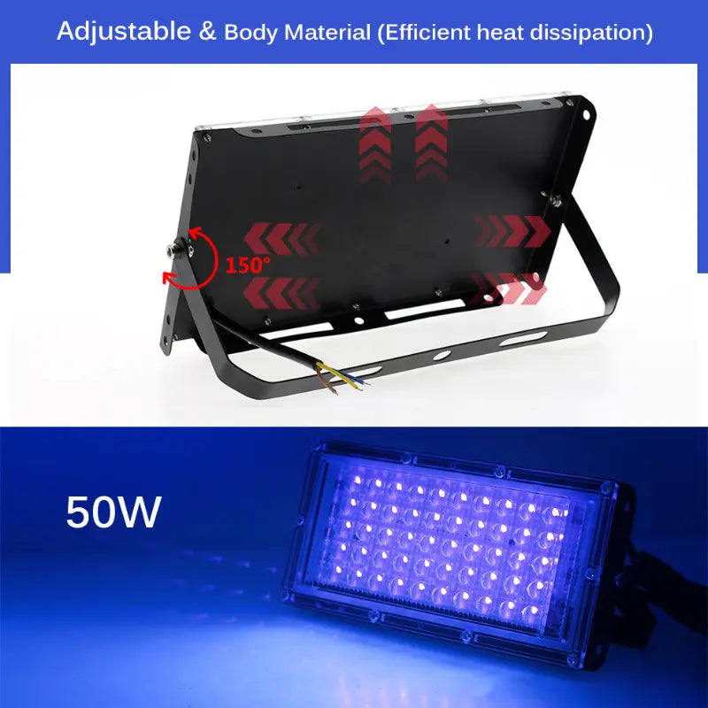 Foco Tacho Luz Led Negra Ultra Violeta 50w Plug A 220v