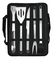 Set X5 Piezas Parrillera Kit Asador Acero Inoxidable Estuche