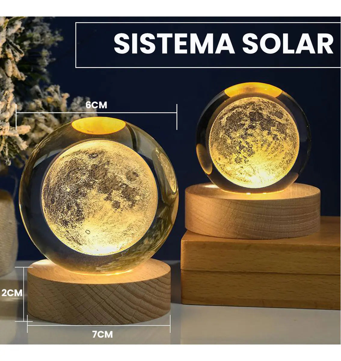 Lampara De Luna, Bola De Cristal Lampara Galaxia 3d, Lampara