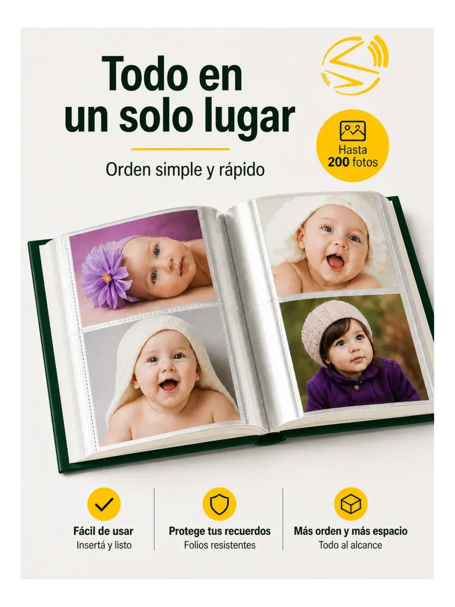 Álbum 200 Fotos 13x18 Con Folios Protectores Tapa Rígida