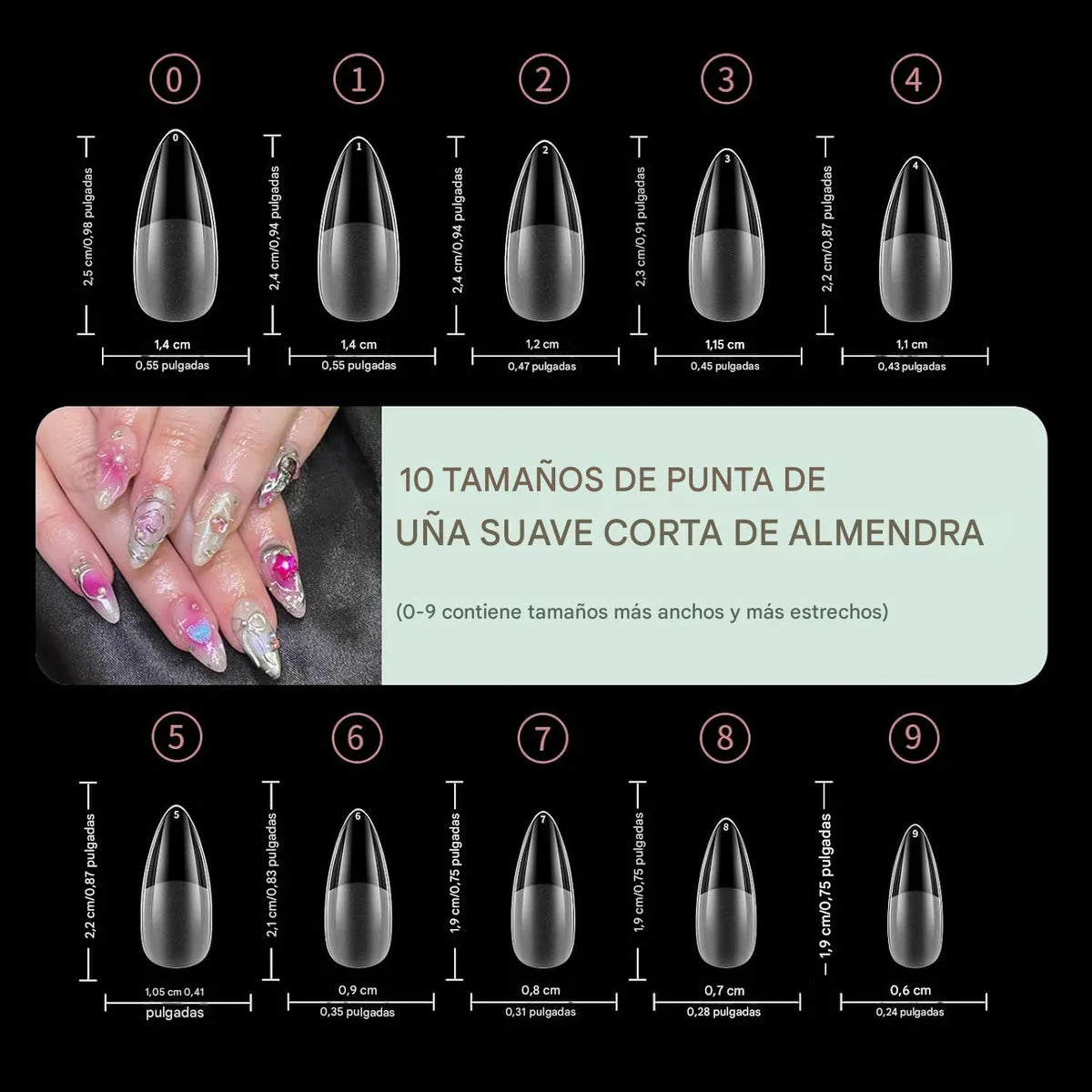 Uñas Almendra Gel Transparente Acabado Semi-mate