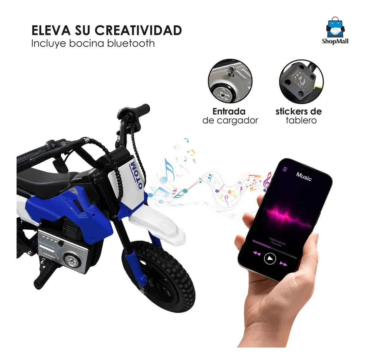 Mini Moto Eléctrica Deportiva Montable Niños Con Luz Led Col