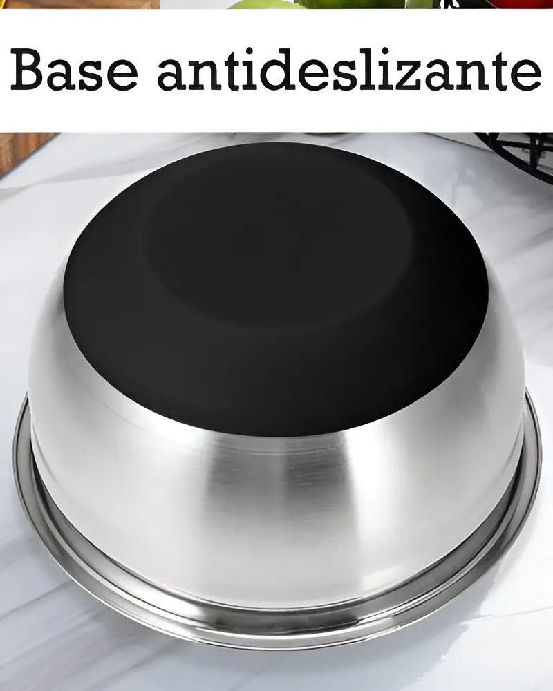 Bowl De Acero Inox. Con Base De Silicona Antideslizante 30cm