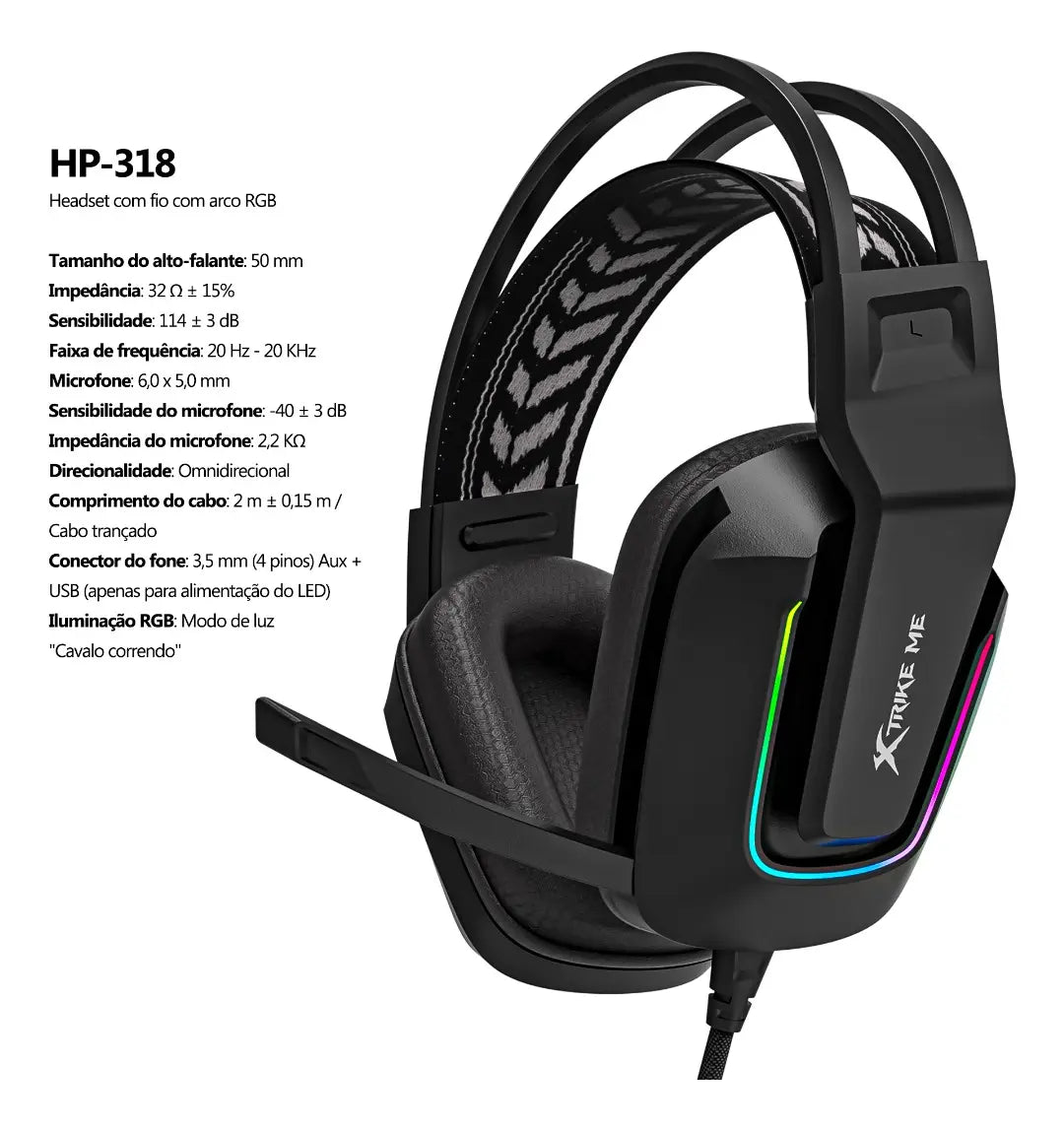 Audifono Gamer Pc Diadema Iluminado Rgb Xtrike Me Gh-712