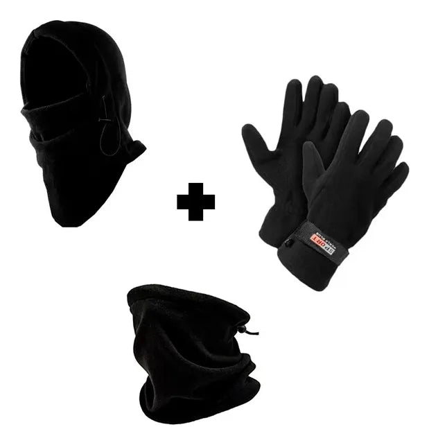 Super Promo Invierno 3 Piezas Cuello + Guante + Pasamontaña Negro Único