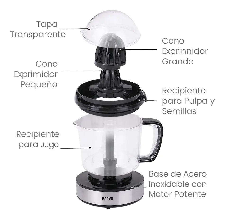 Juguera Marv Exprimidor Eléctrico Negro 25w Con Jarra 1200ml