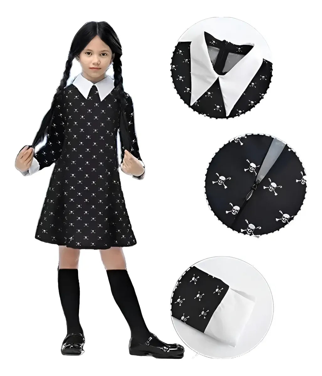 Disfraz Infantil Vestido Con Calaveras Halloween Cosplay