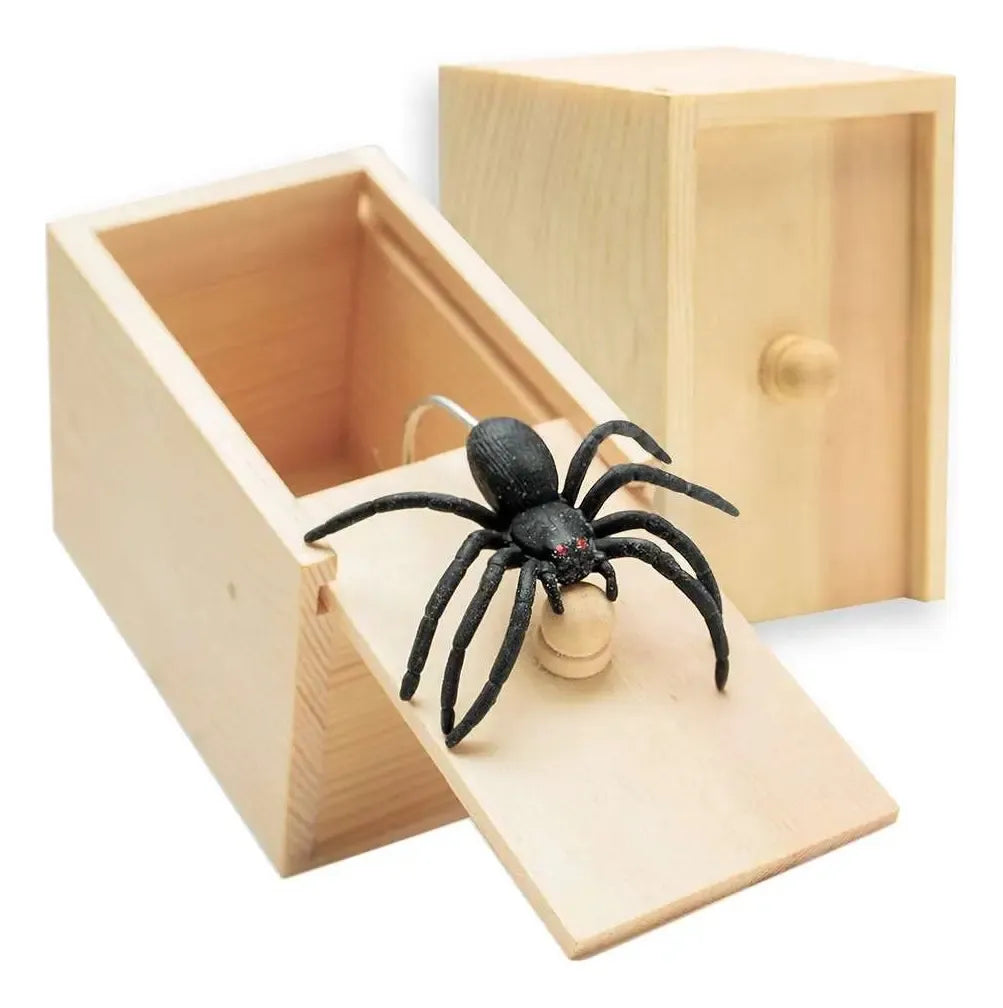 Truco Broma De Araña En Caja Sorpresa De Madera Madera Natural