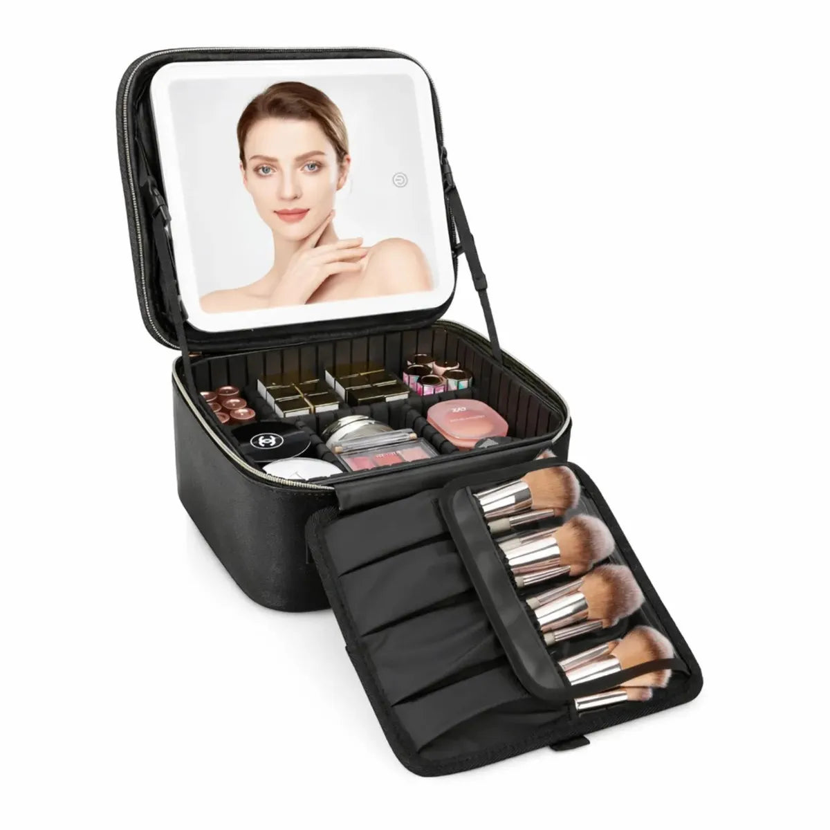 Maletín Organizador De Maquillaje Youhome Negro Con Espejo L