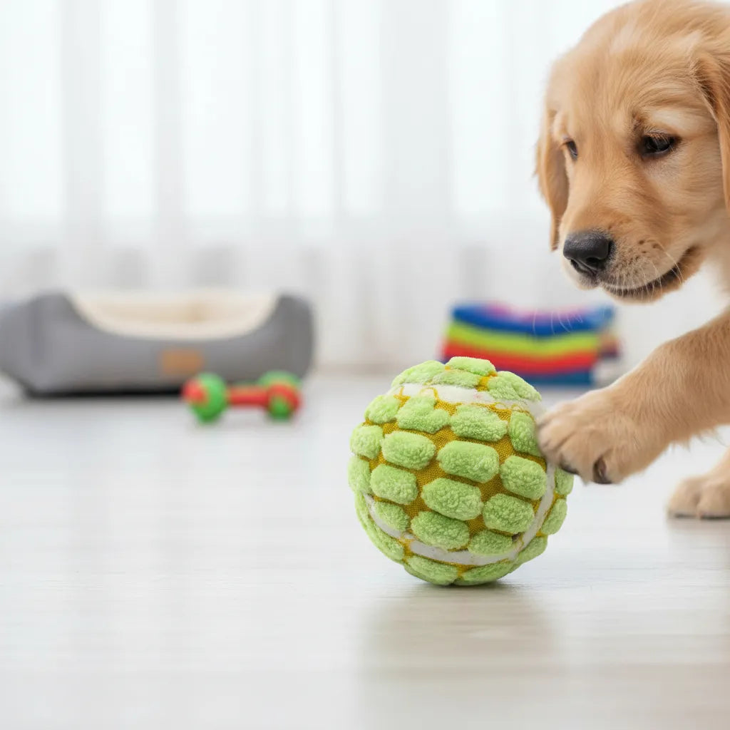 Pelota De Goma Y Tela Para Mascotas 7cm