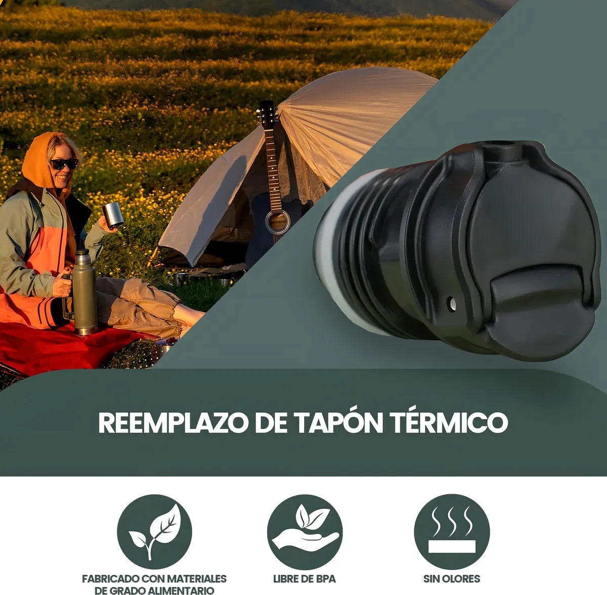 Tapón Cebador Pico Precisión Para Termos Color Negro