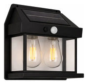 Farol Solar Doble Lampara Pared Luz Calida Sensor Movimiento