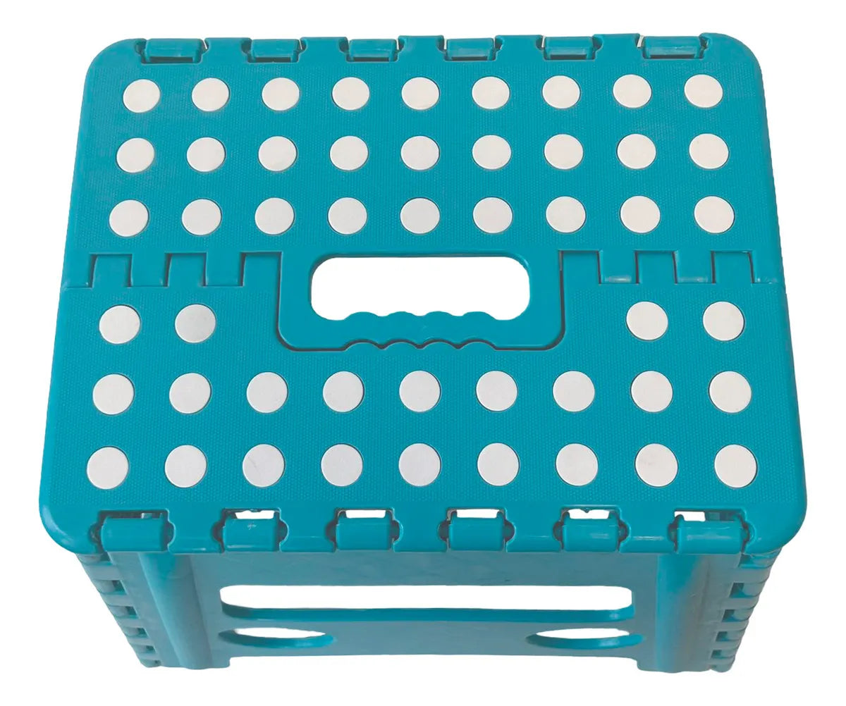 Banco Plegable Multiuso Resistente Banquito 32 Cm Alto 90 Kg Azul Oscuro