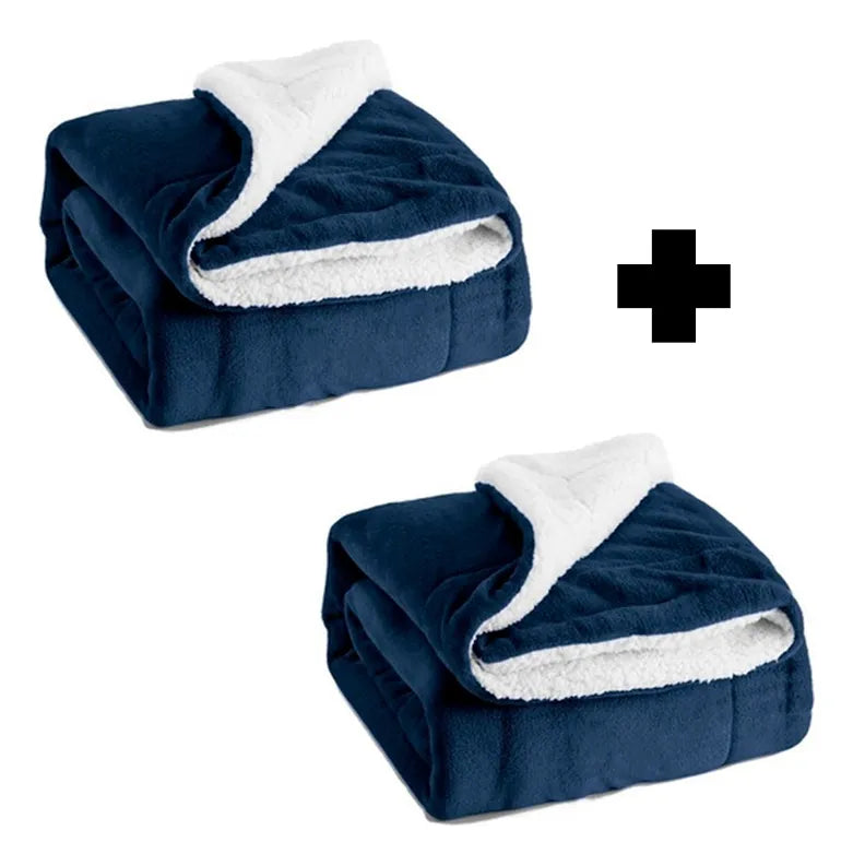 Promo 2 Frazada Manta Polar Con Corderito 2 Plazas 200x230cm