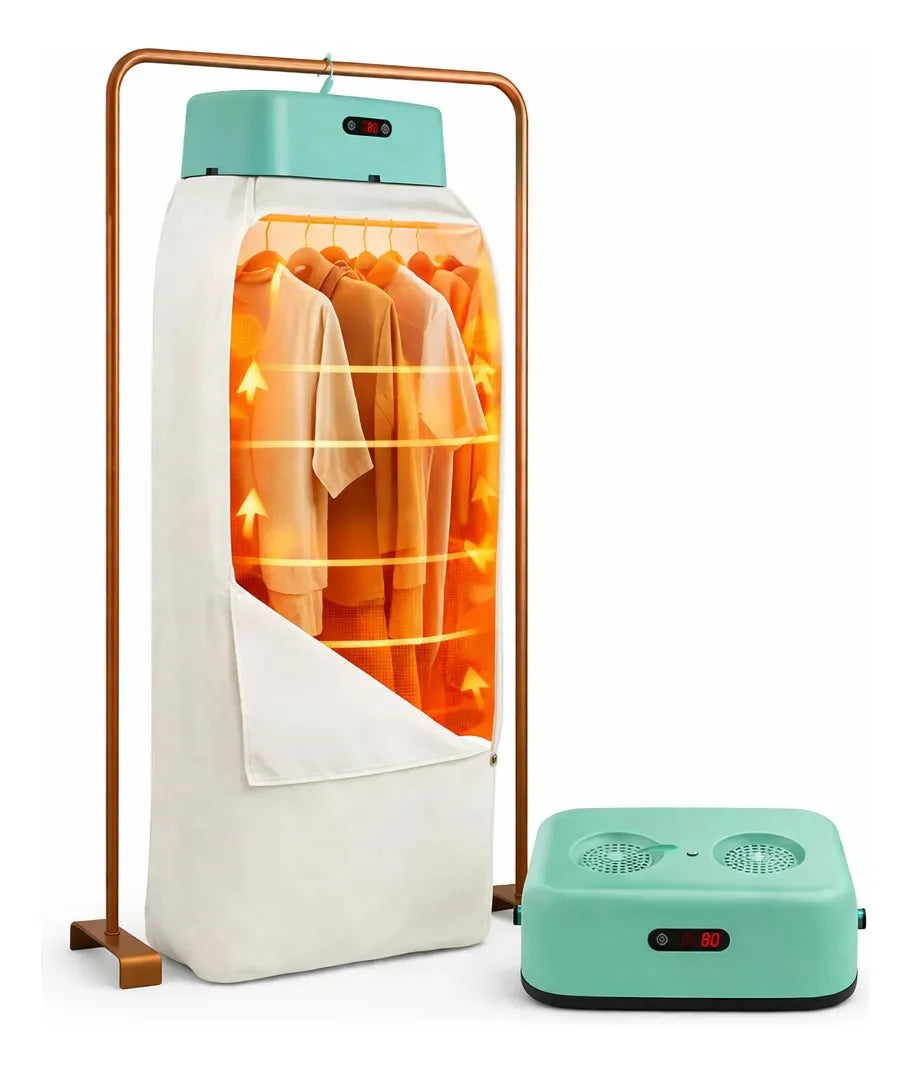Secador De Ropa Portátil Eléctrico Compacto 600w Color Verde Tipo Armario- Secado rápido y silencioso