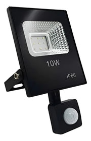 Reflector Led 10w Con Sensor De Movimiento Negro Blanco Frío