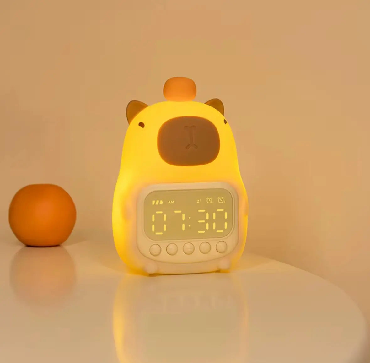 Lampara Veladora Nocturna Reloj Alarma Capibara