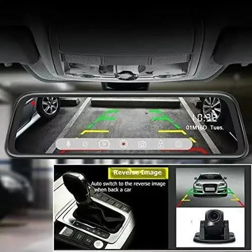 Espejo Retrovisor Dvr Universal 2 Camaras Delantera Reversa Micota