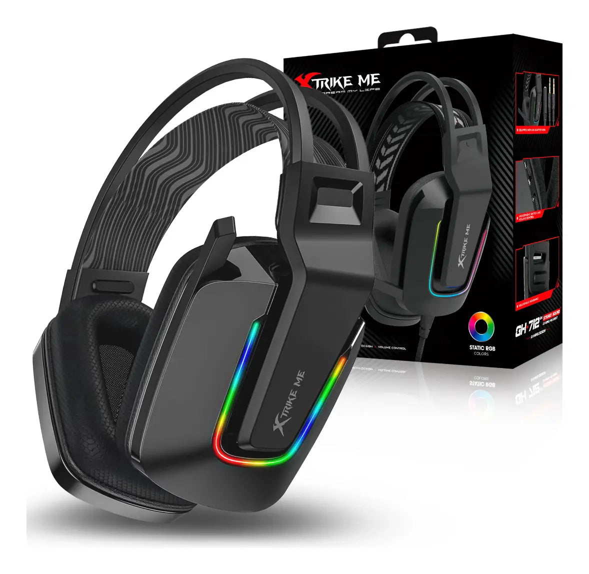 Audifono Gamer Pc Diadema Iluminado Rgb Xtrike Me Gh-712