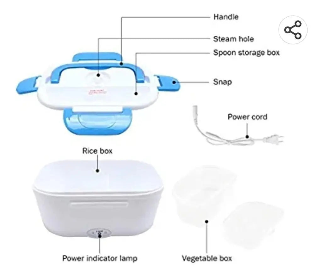 Tupper Calentador Vianda Lunchera Eléctrica Con Cuchara
