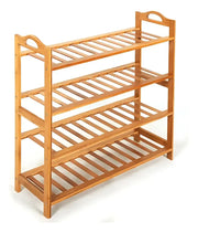 Zapatera Bambú 68.5x69x53cm 4 Niveles Estantes Organizador