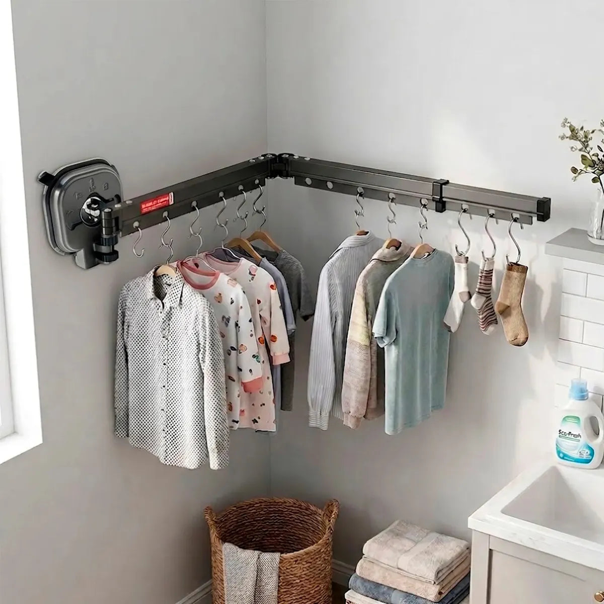 Tendedero Ropa Plegable Extensible 96 Cm 180° Ventosa Balcón