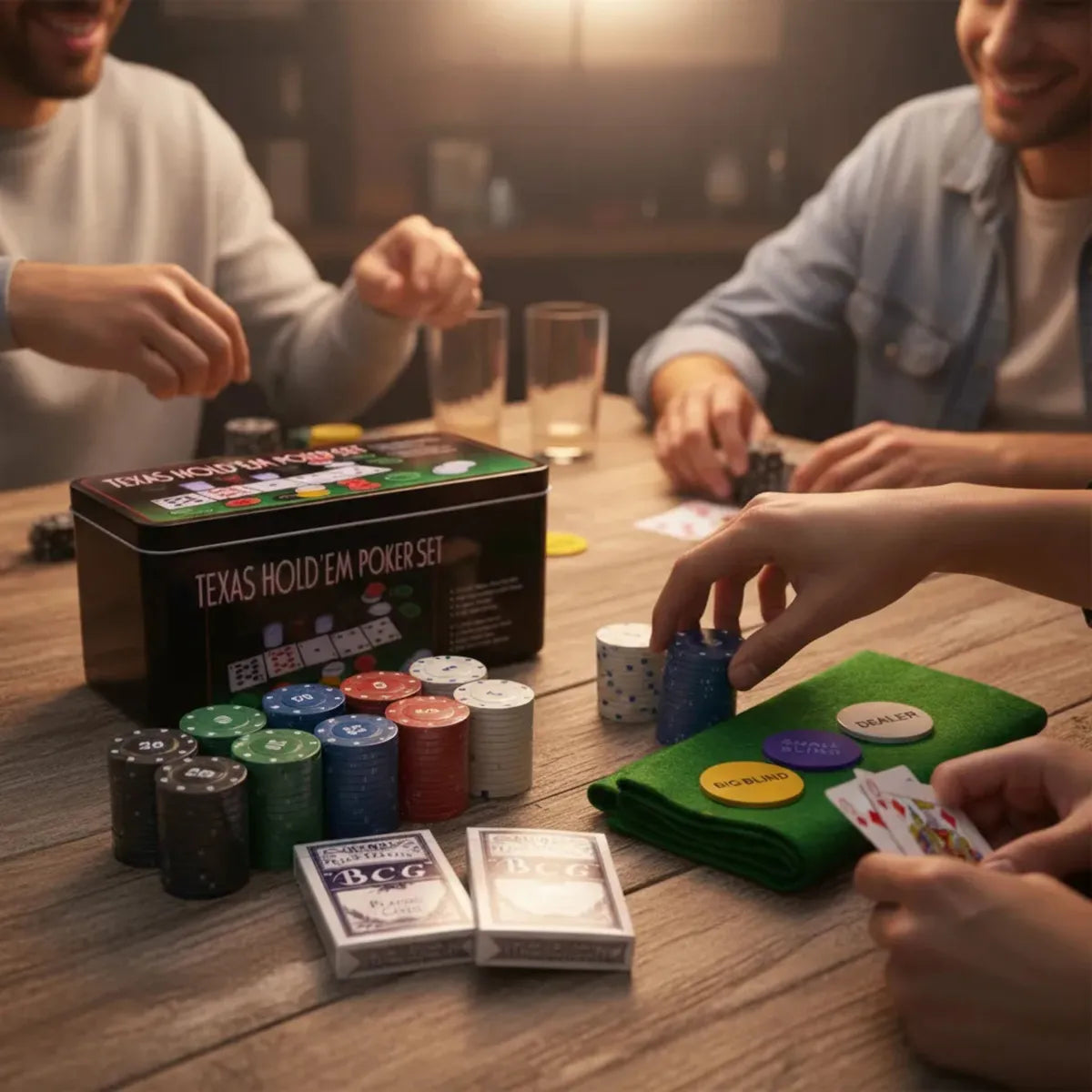 Cartas De Poker Set De 200 Fichas Y Paño En Lata Juego Mesa