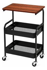 Carrito Organizador 3 Niveles Con Mesa Ruedas Metal Multiuso